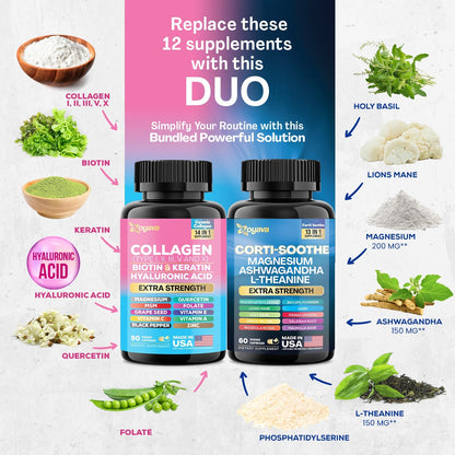 Shining Serenity Set - Corti-Soothe &Cosmic Collagen Bundle: Wellness &Beauty Supplements