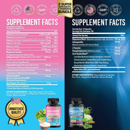 Shining Serenity Set - Corti-Soothe &Cosmic Collagen Bundle: Wellness &Beauty Supplements