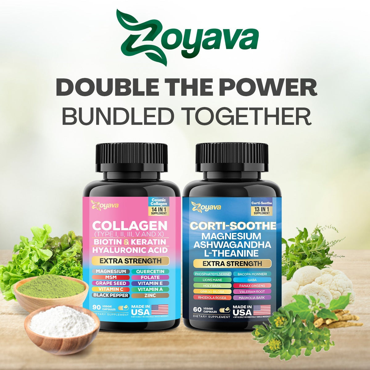Shining Serenity Set - Corti-Soothe &Cosmic Collagen Bundle: Wellness &Beauty Supplements