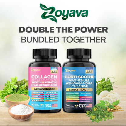 Shining Serenity Set - Corti-Soothe &Cosmic Collagen Bundle: Wellness &Beauty Supplements